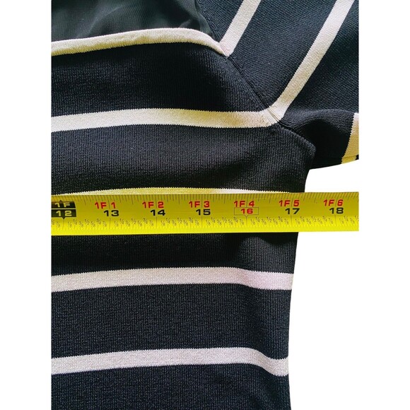 Cable & Gauge Women’s Top Semi Sheer Neck Blouse Black White Sweater Size Large - Picture 5 of 9